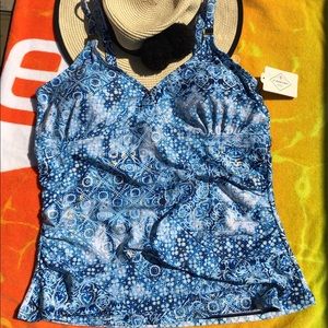 Tankini Top St John’s Bay Blue Adjust Me 14